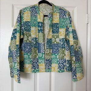 Orvis Lightweight Quilted Jacket Green Patchwork Size Large